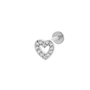 Boucles D'Oreilles Piercing Cœur En Acier Inoxydable Étanche Couleur Or Avec Zircon (1 Pièce) h5 