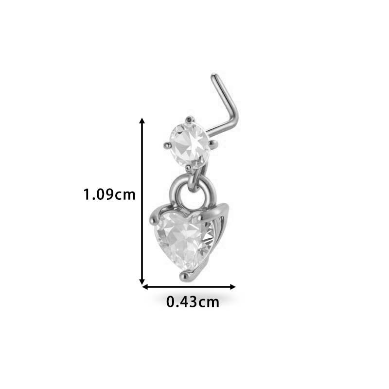 1 Pièce Simple Series Simple Heart Simple Copper Gold Color Zircon Piercing De Nez Pour Femme h5Image2
