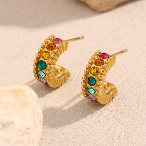 Boucles D'Oreilles Puces Élégantes Et Imperméables En Acier Inoxydable Uni, Collection De Luxe (1 Pièce). h5 Image3