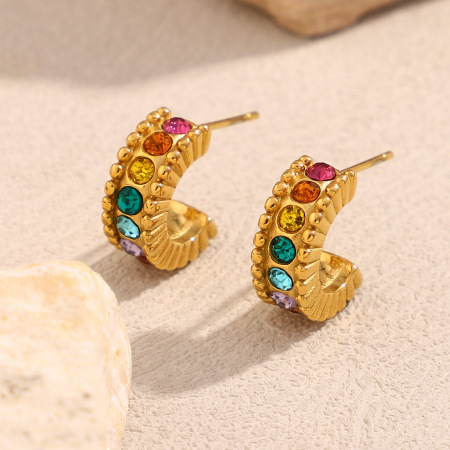 Boucles d'oreilles puces élégantes et imperméables en acier inoxydable uni, collection de luxe (1 pièce). 2