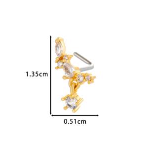 1 Pièce De Piercing De Nez Géométrique En Cuivre Doré Et Zircon Pour Femme h5 Image2