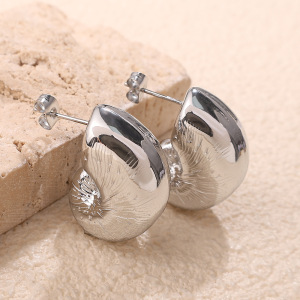 Boucles D'Oreilles Puces Simples En Acier Inoxydable Imperméable Couleur Or h5 Image2