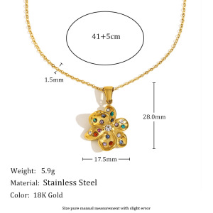 Collier Élégant Rétro À Motif Floral, En Acier Inoxydable Doré Et Étanche, Pour Femme (1 Pièce) h5 