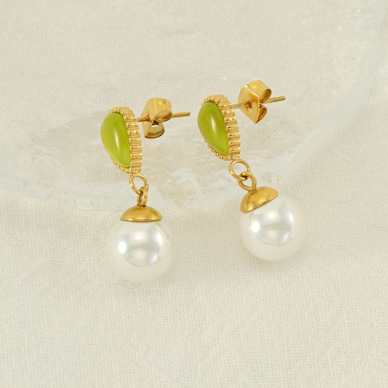 Boucles D'Oreilles Pendantes Élégantes En Acier Inoxydable Étanche Couleur Or Image3