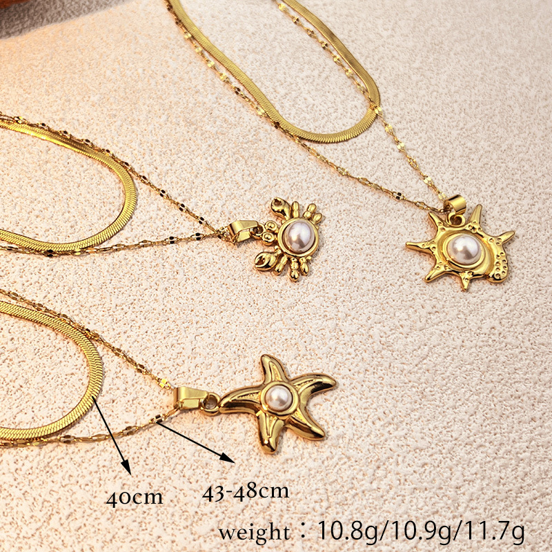 Colliers Pendentifs Oceanic En Acier Inoxydable Étanche Couleur Or Image4