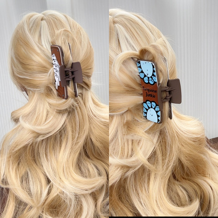 Pinces À Cheveux Rétro En Résine De Couleurs Mélangées Pour Femmes, Série Simple 2