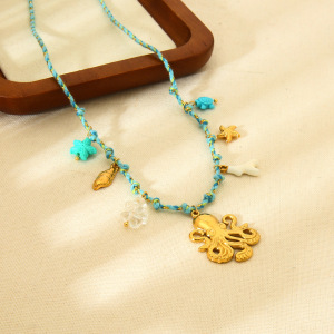 1 Paire De Colliers Pendentifs Tortue Romantiques Pour Femmes, En Acier Inoxydable Étanche Couleur Or h5 Image3