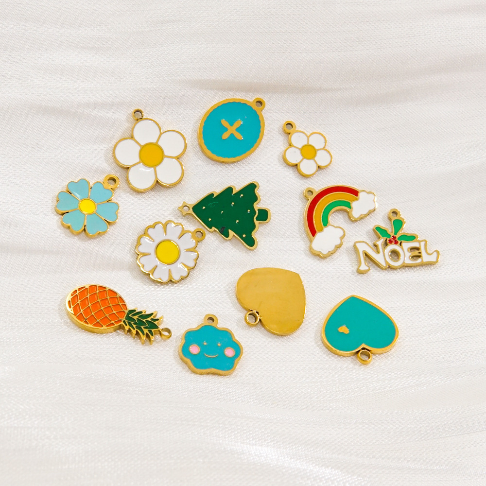 1 Paire De Pendentifs Pour Femmes, Motif Plante Classique, En Acier Inoxydable Étanche, Série Simple Image4