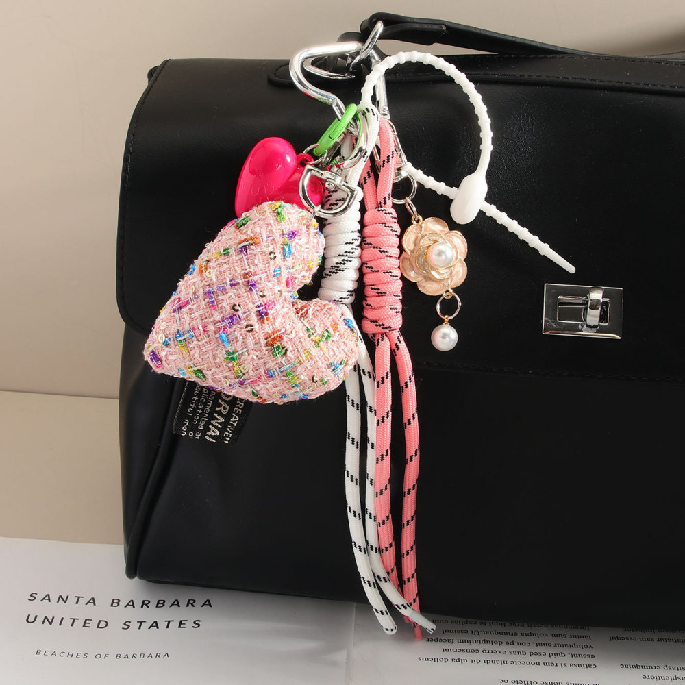 1 Pièce De Breloques De Sac Élégantes En Tissu En Forme De Cœur Pour Fille Image4