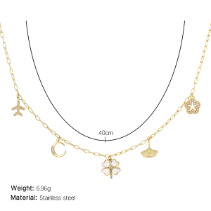 Colliers Pendentifs Pour Femmes En Acier Inoxydable, Couleur Or, Motif Trèfle Romantique h5 Image2
