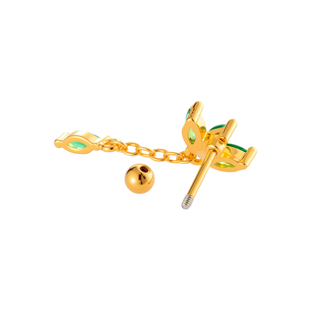 1 Pièce De Boucles D'Oreilles Piercing Géométriques Simples En Cuivre Doré Et Zircon Pour Femmes h5Image8