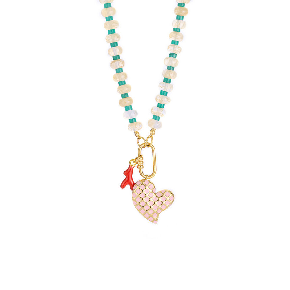 1 Paire De Colliers Pendentifs Pour Femmes, Collection Romantique « Sweet Heart », En Acier Inoxydable Étanche Couleur Or