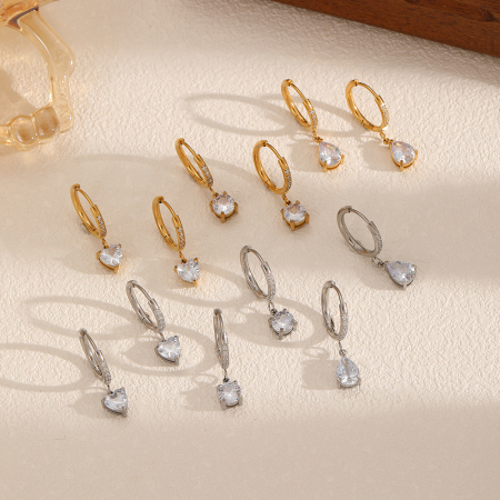 Boucles d'oreilles pendantes en acier inoxydable couleur or Ins Style