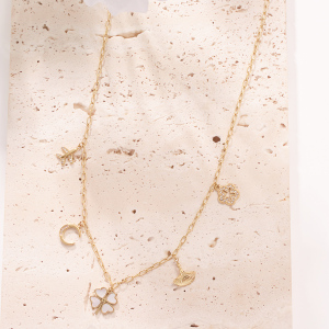 Colliers Pendentifs Pour Femmes En Acier Inoxydable, Couleur Or, Motif Trèfle Romantique h5 Image4