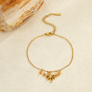 1 Paire De Bracelets À Breloques Pour Femme, Collection Romantique, Motif Tortue, En Acier Inoxydable, Étanches, Couleur Or. h5 Image2