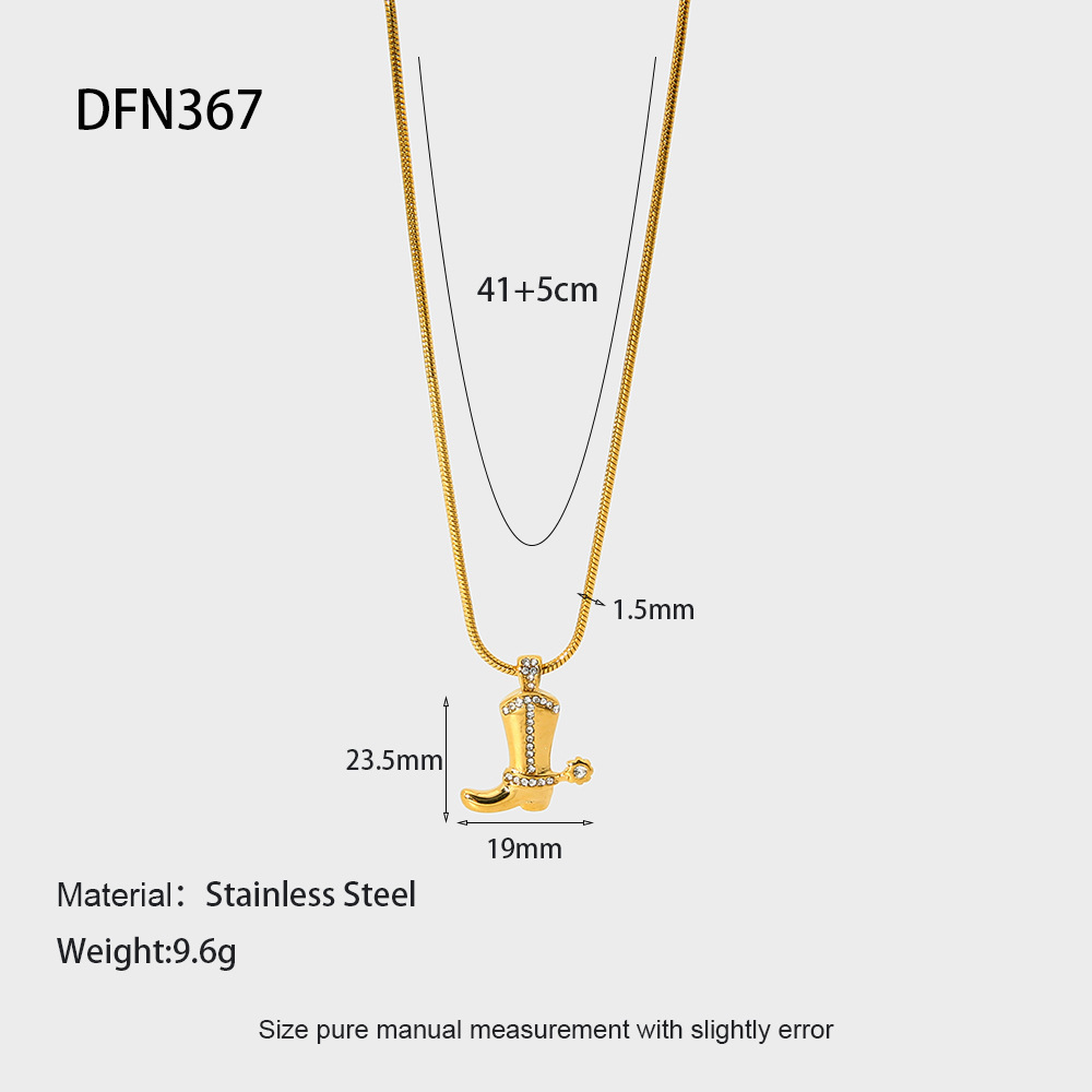 1 Paire De Colliers Pendentifs Unisexes En Acier Inoxydable Doré, Style Géométrique Rétro, Étanches, Avec Zircon.