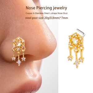 1 Pièce De Piercing De Nez Délicat En Cuivre Doré Et Zircon Pour Femme h5 Image5