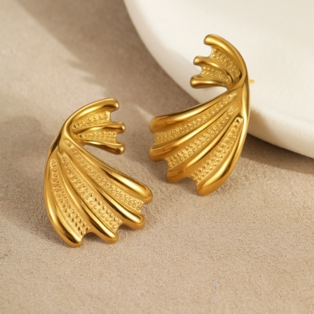 Boucles D'Oreilles Puces Pour Femme, Collection Simple Series Daily Turtle, En Acier Inoxydable Étanche, Couleur Or (1 Paire). h5Image3