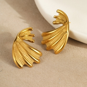 Boucles D'Oreilles Puces Pour Femme, Collection Simple Series Daily Turtle, En Acier Inoxydable Étanche, Couleur Or (1 Paire). h5 Image3