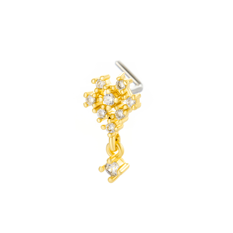 1 Pièce De Clou De Nez En Forme De Fleur En Cuivre Doré Et Zircon Pour Femme 