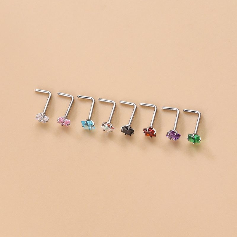 1 Pièce De La Série Simple, Forme Géométrique Simple, En Acier Inoxydable Étanche, Sans Placage, Avec Zircon. Clou De Nez Pour Femme. Image3