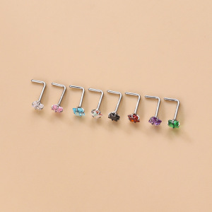 1 Pièce De La Série Simple, Forme Géométrique Simple, En Acier Inoxydable Étanche, Sans Placage, Avec Zircon. Clou De Nez Pour Femme. h5 Image3