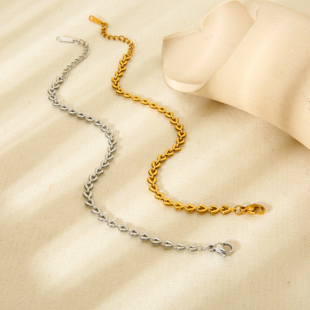 Bracelet unisexe Simple Series Daily Heart en acier inoxydable étanche couleur or