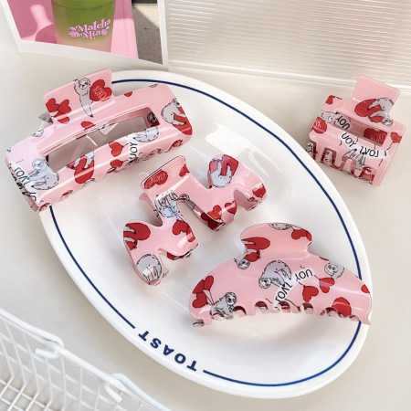 1 paire de pinces à cheveux en PVC pour femme, série simple, style décontracté, motif cœur