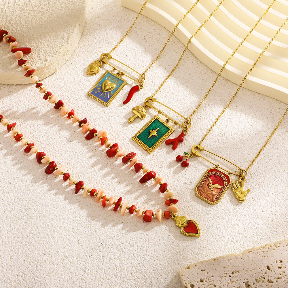 Colliers Pendentifs Pour Femmes, Charmants, En Acier Inoxydable Polychrome, Étanches, Couleur Or Image5
