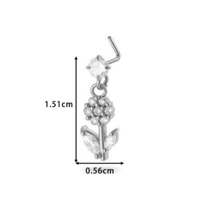 Piercing De Nez Pour Femme, Série Simple, Motif Soleil/Lune, Cuivre, Or Et Zircon h5 Image2