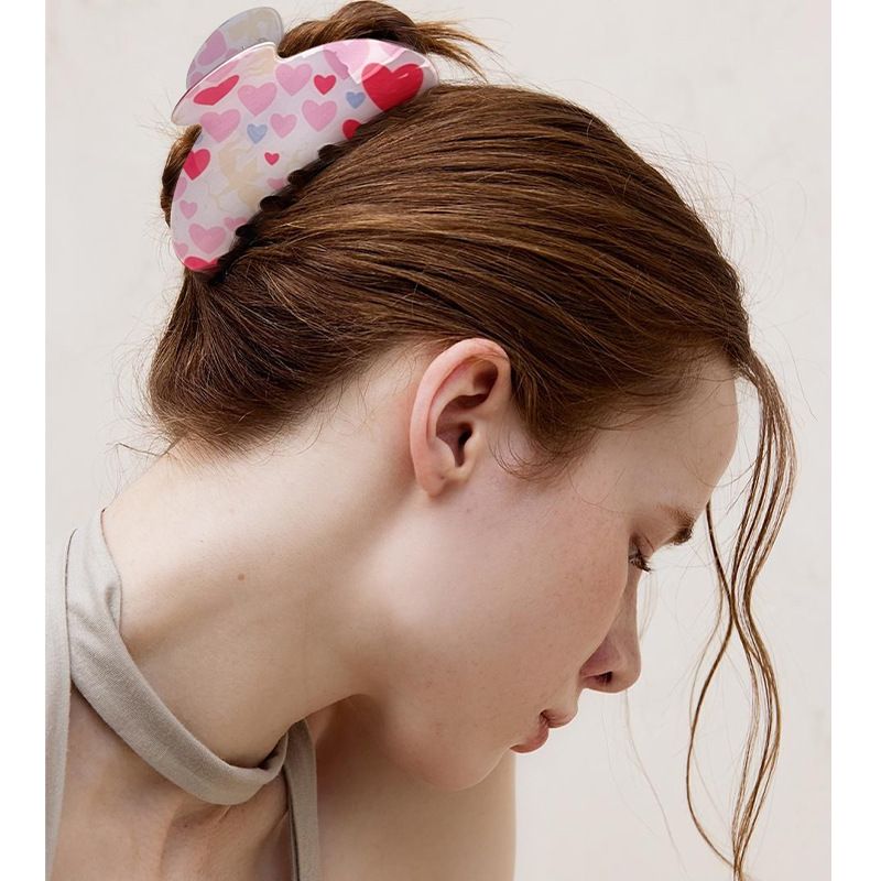 1 Paire De Pinces À Cheveux En Pvc Pour Femme, Série Simple, Élégantes, En Forme De Cœur Image2