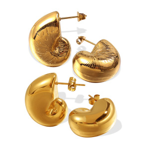 Boucles D'Oreilles Puces Simples En Acier Inoxydable Imperméable Couleur Or h5 Image5