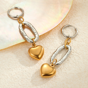 1 Paire De Boucles D'Oreilles Pendantes Pour Femme, En Acier Inoxydable Imperméable, En Forme De Cœur, De La Série Luxueuse Sweet Heart h5 Image3