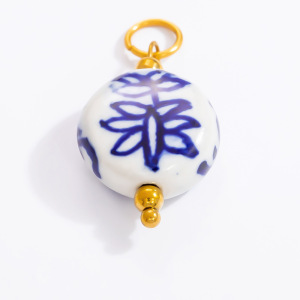 Pendentifs Pour Femmes En Porcelaine Bleue Et Blanche, Acier Inoxydable, Couleur Or, Étanches h5 Image3