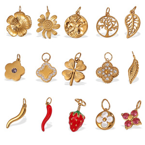 Pendentifs Clover En Acier Inoxydable Étanche Couleur Or À Faire Soi-Même h5 Image4