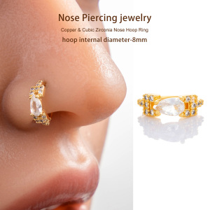 1 Pièce De Piercing De Nez En Zircon Couleur Cuivre Doré h5 Image4