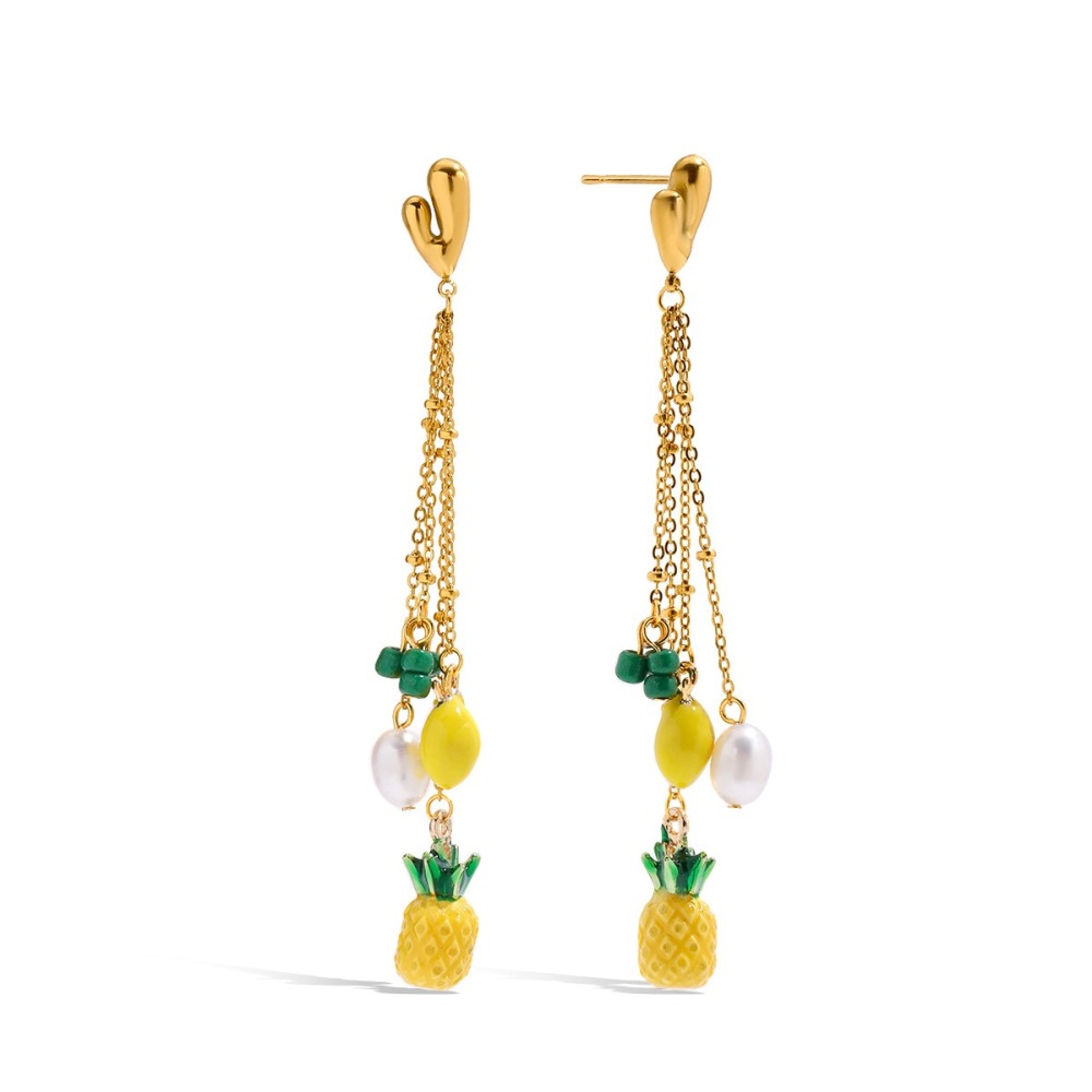 Boucles D'Oreilles Pendantes En Forme De Fruits Dorés 