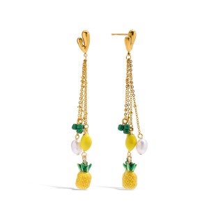 Boucles D'Oreilles Pendantes En Forme De Fruits Dorés h5 