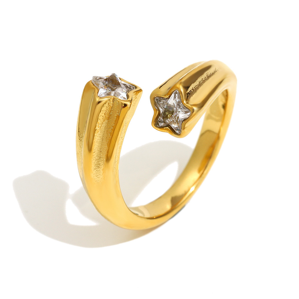 Bague Pour Femme En Acier Inoxydable Étanche, Ornée De Pierres Précieuses (1 Pièce), Collection Simple Series, À Porter Au Quotidien. 