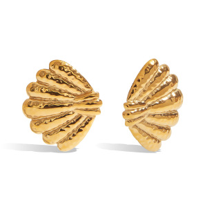 Boucles D'Oreilles Puces En Acier Inoxydable Étanche Couleur Or, En Forme De Coquillage h5