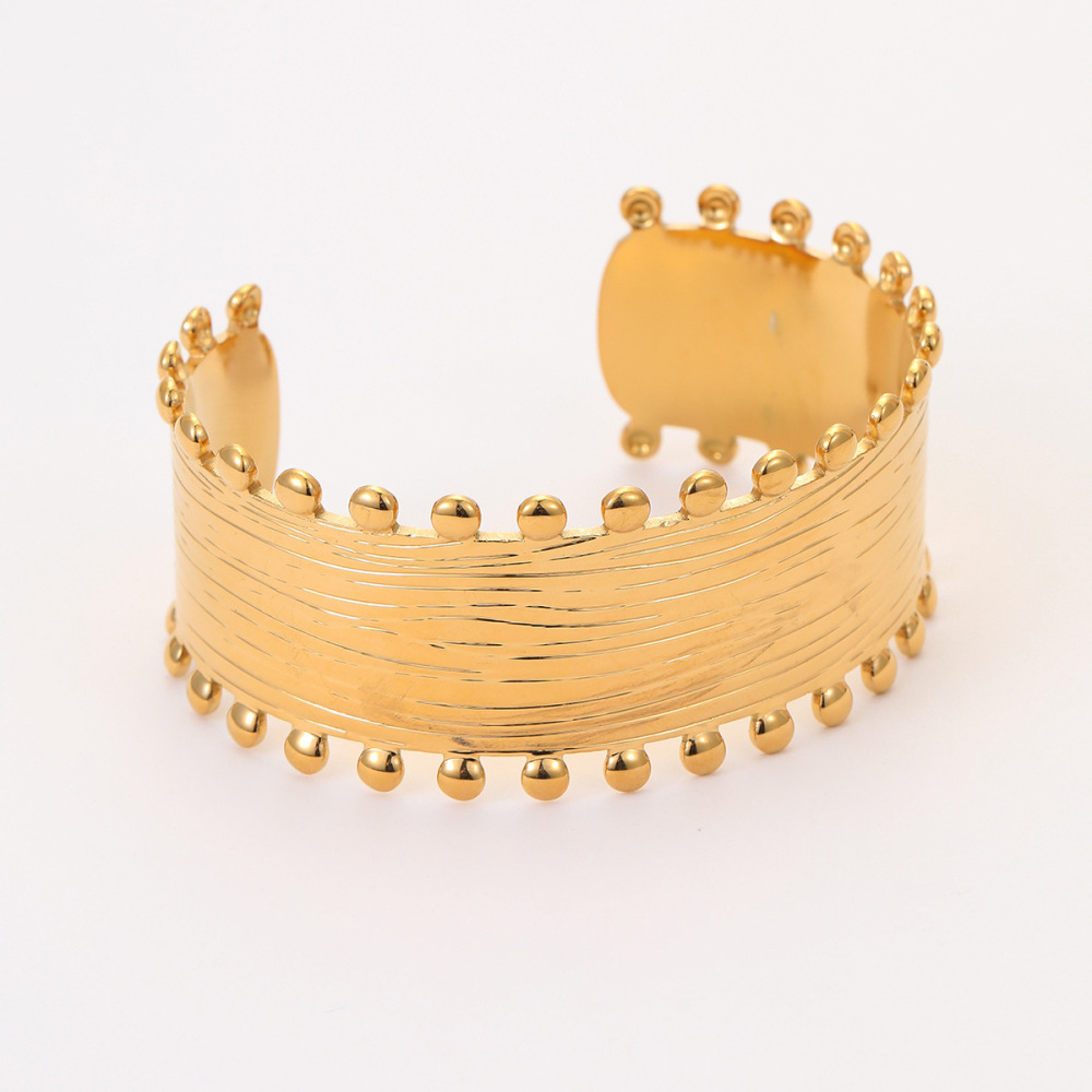 Bracelet Jonc Élégant Et Résistant À L'Eau, Couleur Or, En Acier Inoxydable, Collection Luxe (1 Pièce) Image6