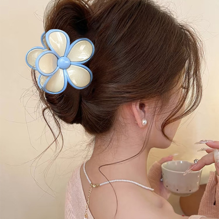 1 pince à cheveux élégante en résine en forme de fleur pour femme 2