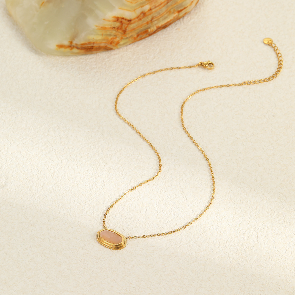 1 Paire De Colliers Pendentifs Géométriques Simples Pour Femmes, En Acier Inoxydable Étanche, À Porter Au Quotidien h5Image4