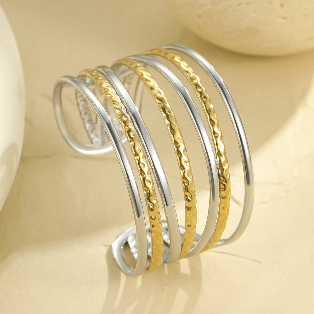 Bracelets Rigides Géométriques Imperméables En Acier Inoxydable Pour Femmes, Collection Quotidienne De Luxe Image4
