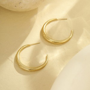1 Paire De Boucles D'Oreilles Créoles Simples En Acier Inoxydable De Couleur Unie Pour Femme h5 Image8