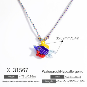 Colliers À Pendentif En Verre Pour Femmes Avec Poissons Tropicaux h5 Image2