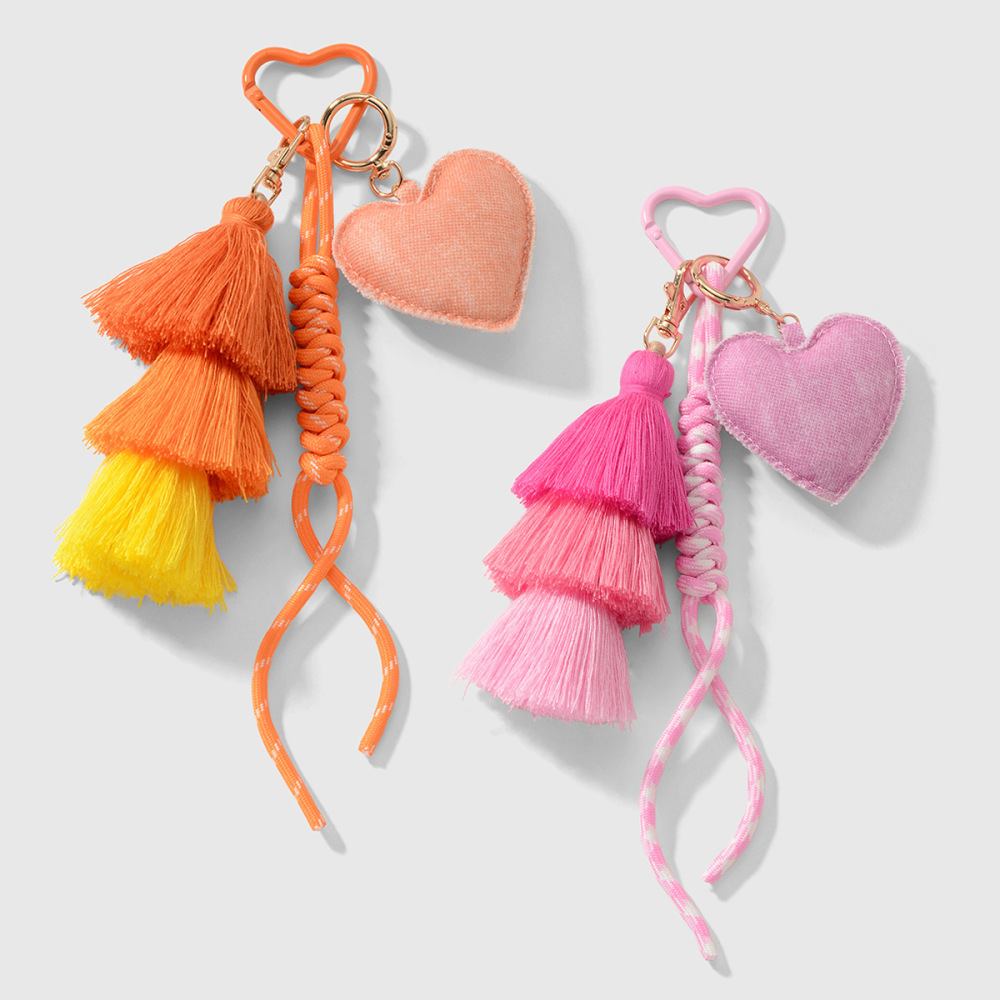 Breloques De Sac En Alliage En Forme De Cœur Et De Pompons Image3