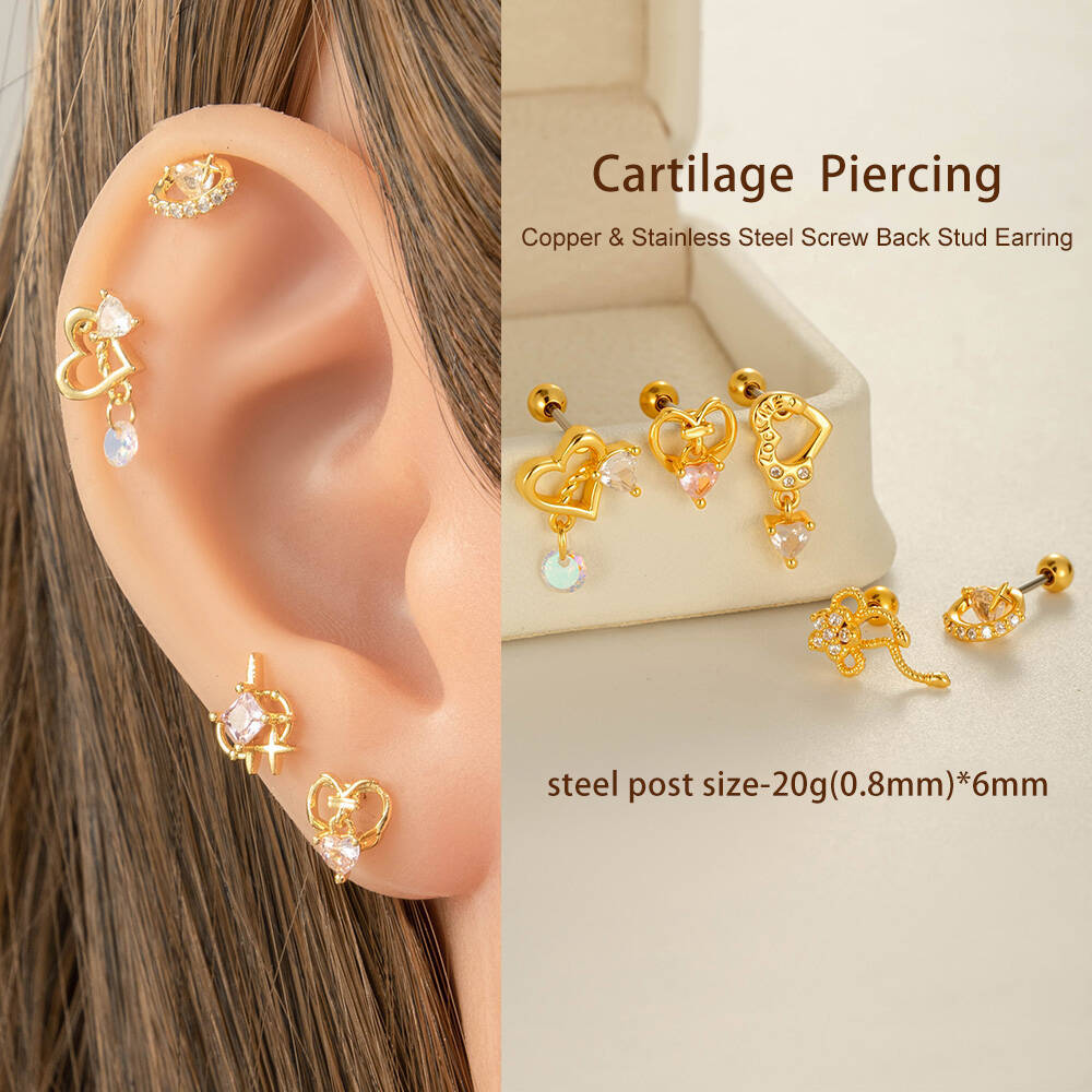 Boucles D'Oreilles À Tige En Acier Titane Et Zircon Pour Femme, 1 Pièce Image7