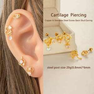 Boucles D'Oreilles À Tige En Acier Titane Et Zircon Pour Femme, 1 Pièce h5 Image7