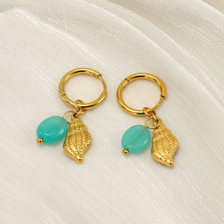 Boucles d'oreilles pendantes Oceanic en acier inoxydable étanche couleur or